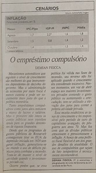 Demian Fiocca coluna Folha de São Paulo